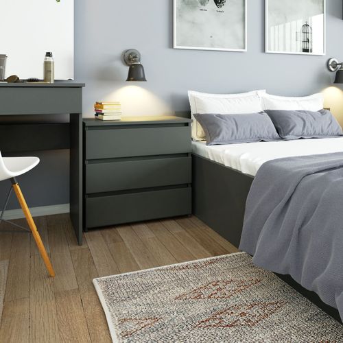 Akord Commode 3 Tiroirs Graphite Brillant 60x35x57