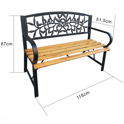 Banc De Jardin Noir Reo Avec Bois Laqué Et Pieds En Acier