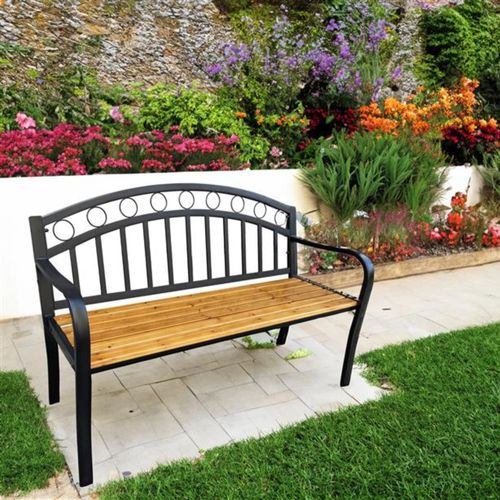 Banc De Jardin Arum En Bois Laqué, Pieds En Acier, 127x58x84 Cm