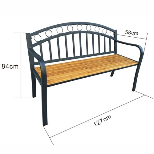 Banc De Jardin Arum En Bois Laqué, Pieds En Acier, 127x58x84 Cm