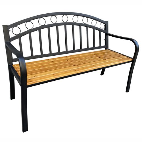 Banc De Jardin Arum En Bois Laqué, Pieds En Acier, 127x58x84 Cm