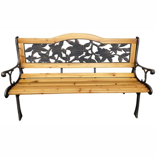 Banc De Jardin Noir Rosa Avec Bois Laqué Et Pieds En Acier