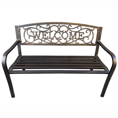 Banc De Jardin En Brun Irys Avec Pieds En Acier Et Dossier En Fonte