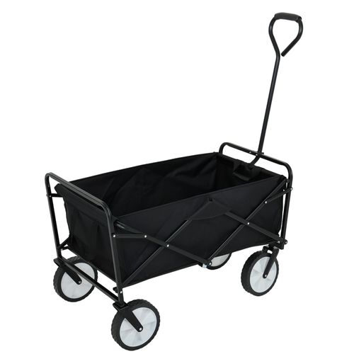 Chariot Pliable Pour Plage Avec Roues En Plastique Et Capacité De Charge Maximale De 120 Kg En Noir