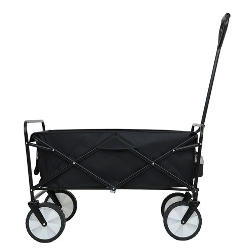 Chariot Pliable Pour Plage Avec Roues En Plastique Et Capacité De Charge Maximale De 120 Kg En Noir