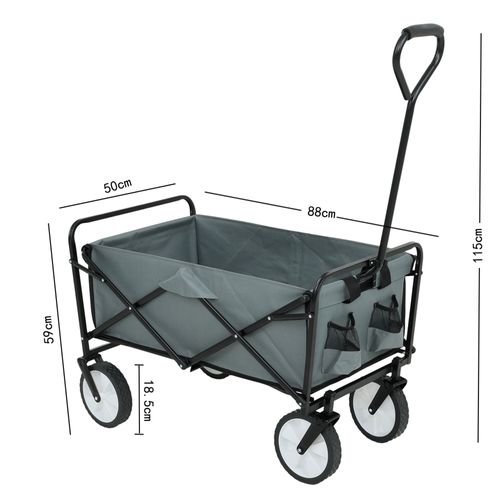 Chariot Pliable Pour Plage Avec Roues En Plastique Et Capacité De Charge Maximale De 120 Kg Gris