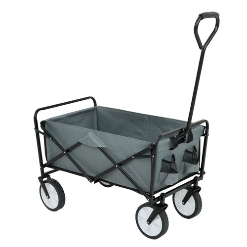 Chariot Pliable Pour Plage Avec Roues En Plastique Et Capacité De Charge Maximale De 120 Kg Gris