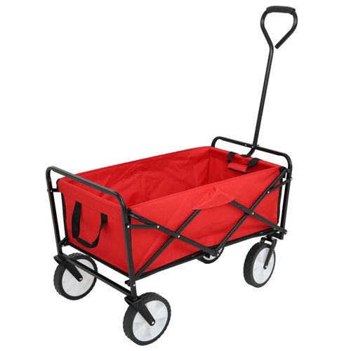 Chariot Pliable De Plage Avec Roues En Plastique Et Charge Maximale De 120 Kg En Rouge