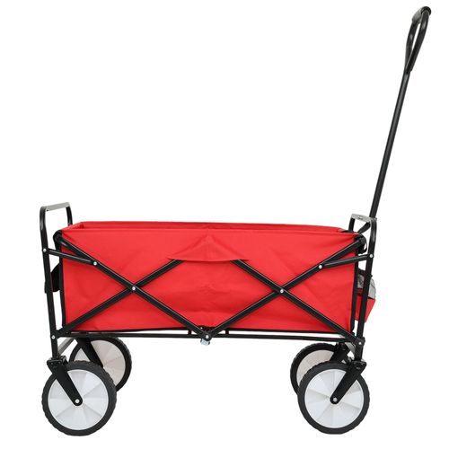 Chariot Pliable De Plage Avec Roues En Plastique Et Charge Maximale De 120 Kg En Rouge