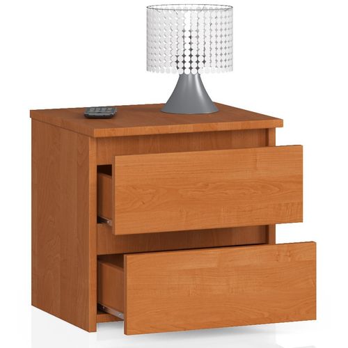 Table De Chevet Aulne 40 Cm 2 Tiroirs Façade Aulne 40x35x40 Cm