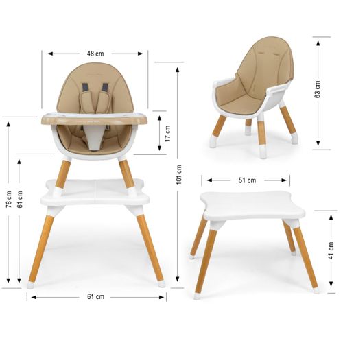Chaise Haute 2-en-1 Malmo Beige