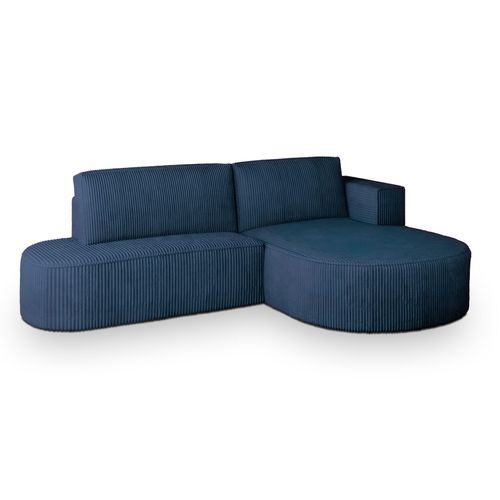 Canapé D'angle Cortio Bleu En Velours Côtelé Avec Fonction De Couchage