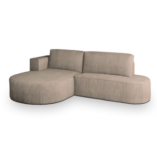 Canapé D'angle Cortio Beige En Velours Côtelé Avec Fonction De Couchage