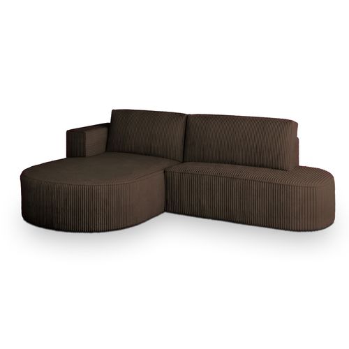 Canapé D'angle Cortio Marron En Velours Côtelé Avec Fonction De Couchage