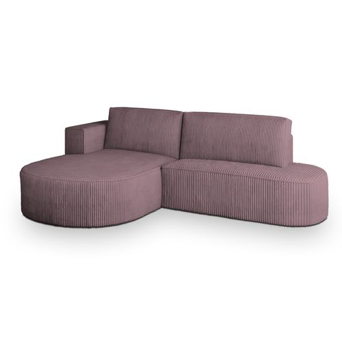 Canapé D'angle Cortio Violet En Velours Côtelé Avec Fonction De Couchage