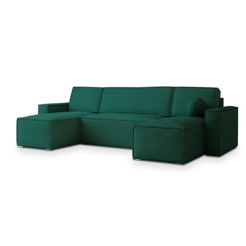Canapé D'angle Pesano Vert Sapin En Velours Avec Fonction De Couchage