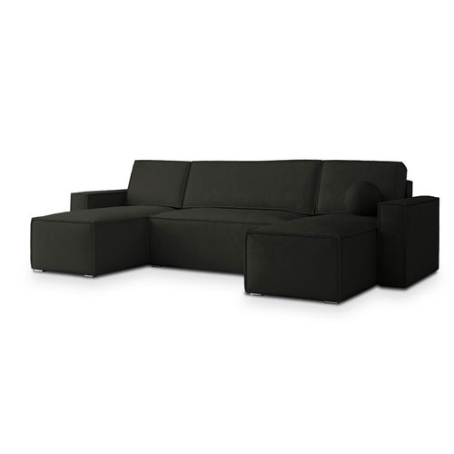 Canapé D'angle Pesano Noir En Velours Avec Fonction De Couchage