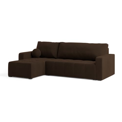 Canapé D'angle Volira Marron En Peluche Avec Fonction De Couchage