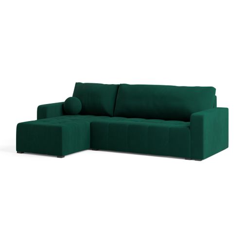Canapé D'angle Volira Vert Sapin En Peluche Avec Fonction De Couchage