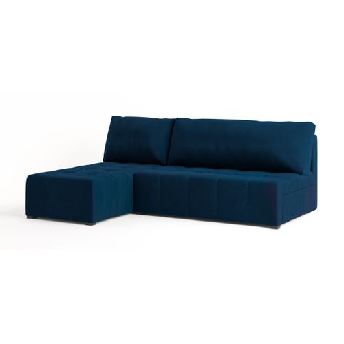 Canapé D'angle Domira Bleu En Peluche Avec Fonction De Couchage