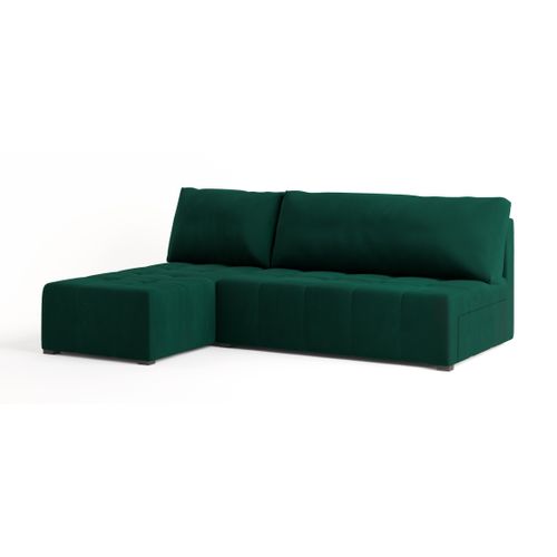 Canapé D'angle Domira Vert Sapin En Peluche Avec Fonction De Couchage