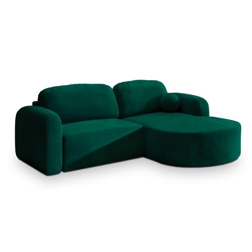 Canapé D'angle Amilia Vert Sapin En Velours Avec Fonction De Couchage