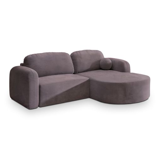 Canapé D'angle Amilia Violet En Velours Avec Fonction De Couchage