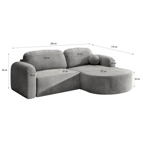 Canapé D'angle Amilia Violet En Velours Avec Fonction De Couchage