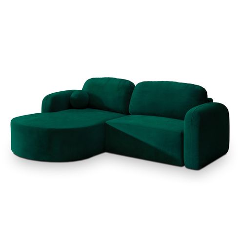Canapé D'angle Amilia Vert Sapin En Velours Avec Fonction De Couchage