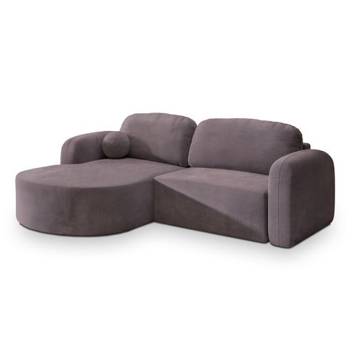 Canapé D'angle Amilia Violet En Velours Avec Fonction De Couchage