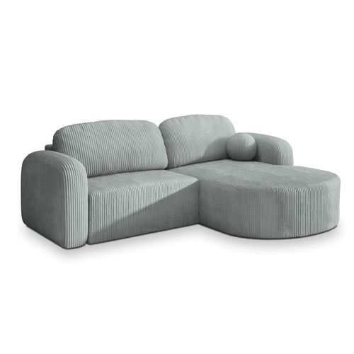 Canapé D'angle Amilia Gris Clair En Velours Côtelé Avec Fonction De Couchage