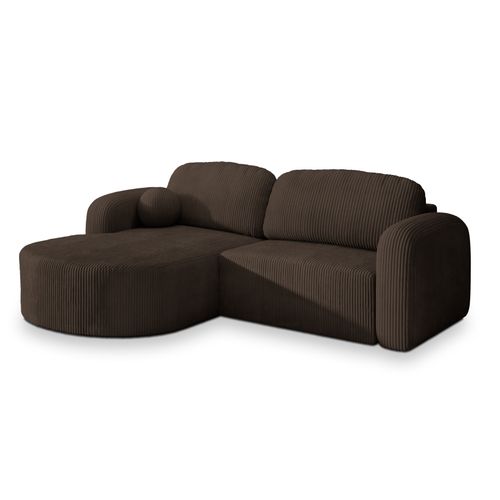 Canapé D'angle Amilia Marron En Velours Côtelé Avec Fonction De Couchage