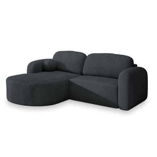 Canapé D'angle Amilia Gris En Velours Côtelé Avec Fonction De Couchage