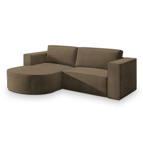 Canapé D'angle Sorela Beige En Velours Avec Fonction De Couchage