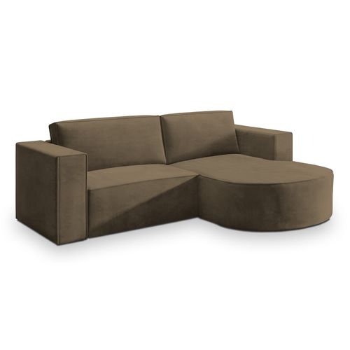 Canapé D'angle Sorela Beige En Velours Avec Fonction De Couchage