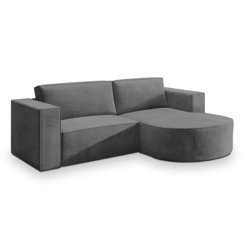 Canapé D'angle Sorela Gris En Velours Avec Fonction De Couchage