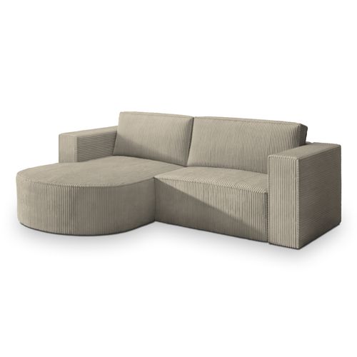Canapé D'angle Sorela Beige En Velours Côtelé Avec Fonction De Couchage