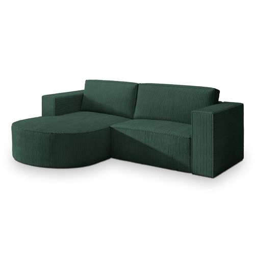 Canapé D'angle Sorela Vert En Velours Côtelé Avec Fonction De Couchage