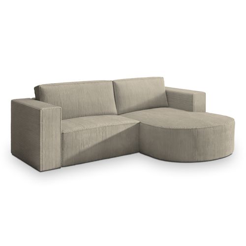 Canapé D'angle Sorela Beige En Velours Côtelé Avec Fonction De Couchage