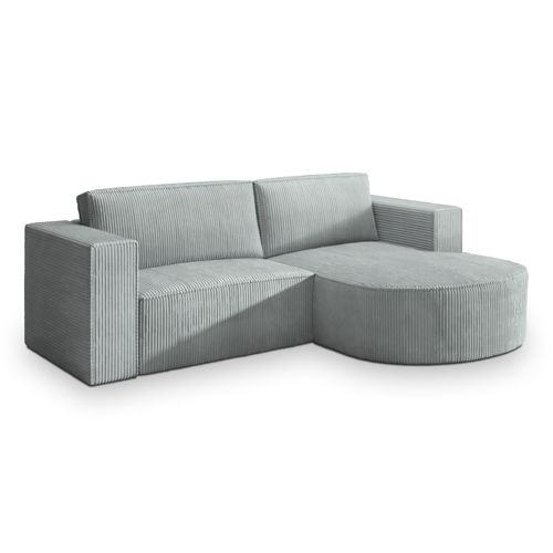 Canapé D'angle Sorela Gris Clair En Velours Côtelé Avec Fonction De Couchage