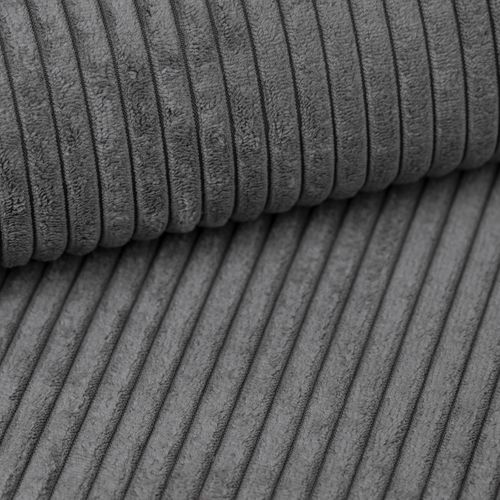 Canapé D'angle Sorela Gris En Velours Côtelé Avec Fonction De Couchage