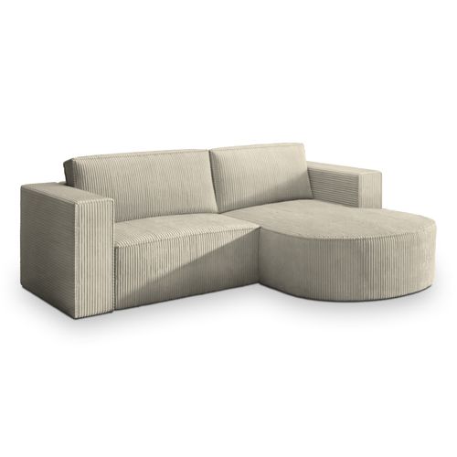 Canapé D'angle Sorela Crème En Velours Côtelé Avec Fonction De Couchage