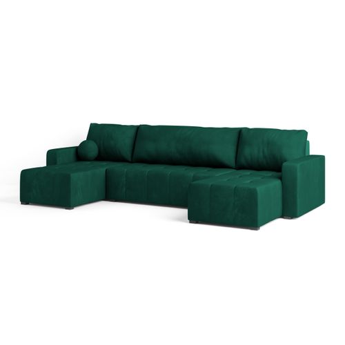 Canapé D'angle Tolari Vert Sapin En Peluche Avec Fonction De Couchage