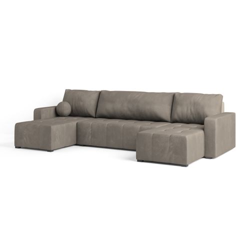 Canapé D'angle Tolari Beige En Peluche Avec Fonction De Couchage