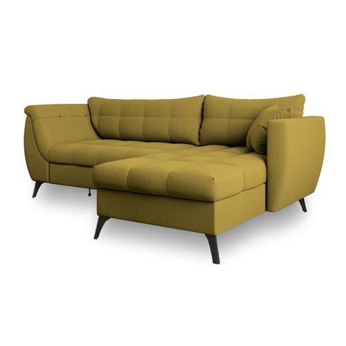 Canapé D'angle Mollis Jaune En Tissu Texturé Avec Fonction De Couchage