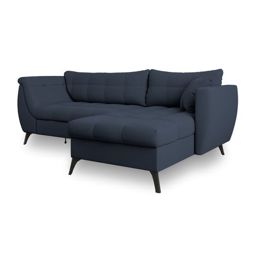 Canapé D'angle Mollis Bleu En Tissu Texturé Avec Fonction De Couchage