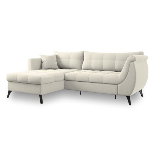 Canapé D'angle Mollis Crème En Tissu Texturé Avec Fonction De Couchage