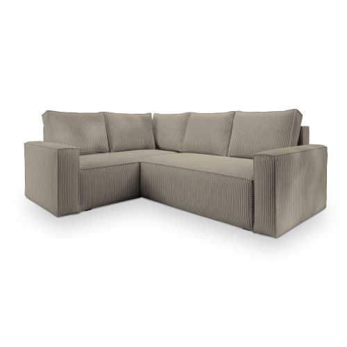 Canapé D'angle Estano Beige En Velours Côtelé Avec Fonction De Couchage