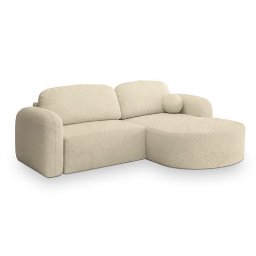 Canapé D'angle Amilia Crème En Bouclé Avec Fonction De Couchage