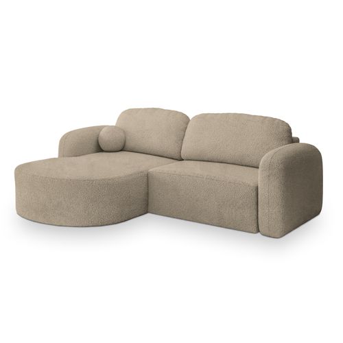 Canapé D'angle Amilia Beige En Bouclé Avec Fonction De Couchage